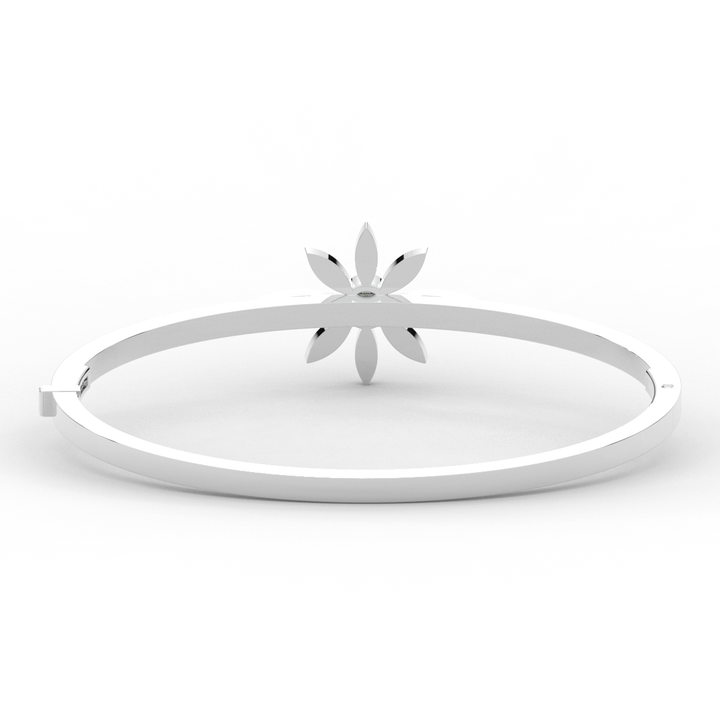 0.40CT.TW ROUND LAB BEZEL AND PRONG SET FLOWER DIAMOND BANGLE - Nazarelle