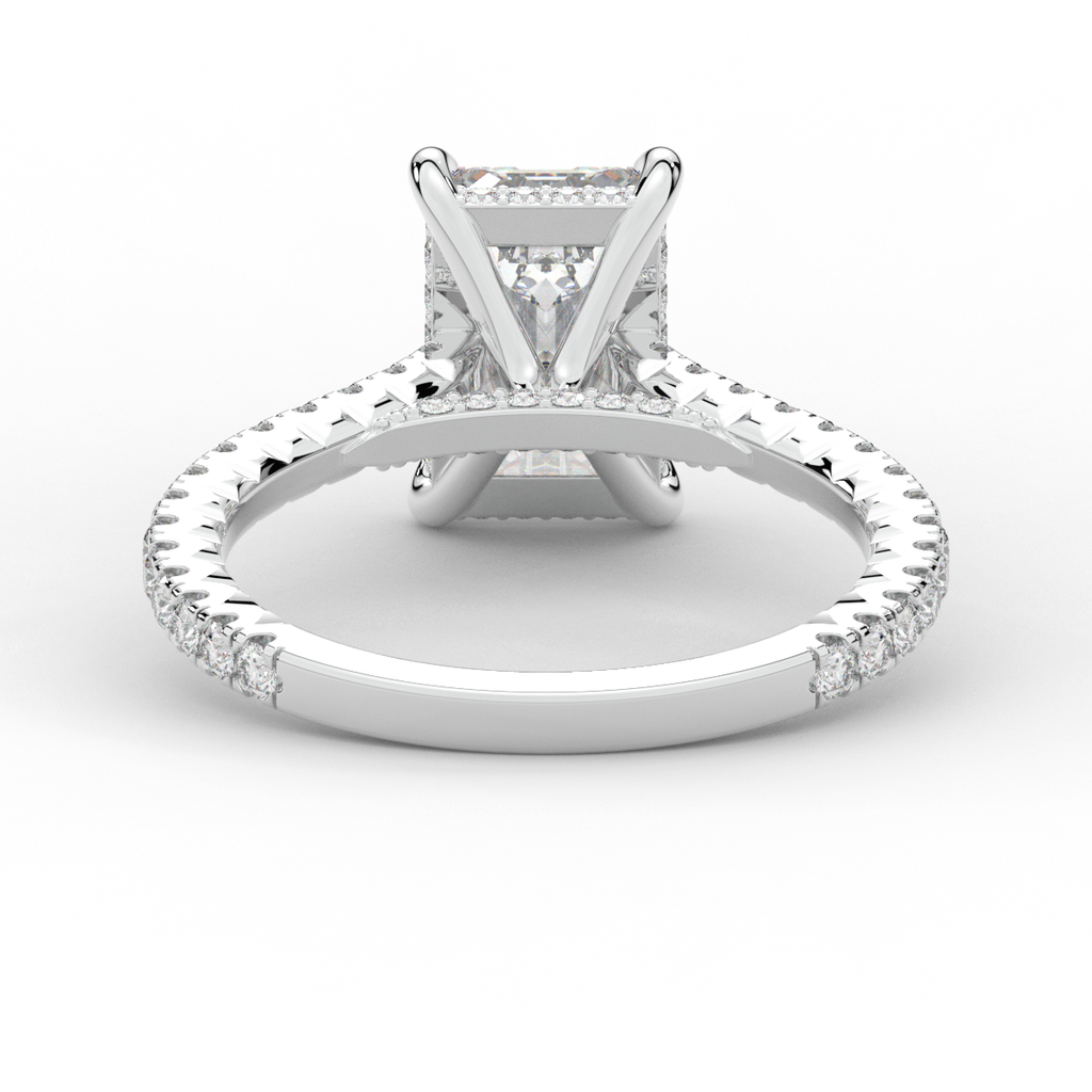 3.50CT.TW EMERALD CUT LAB DIAMOND UNDERHALO SOLITAIRE ENGAGEMENT RING - Nazarelle