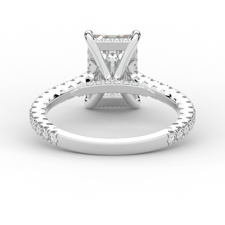 3.50CT.TW EMERALD CUT LAB DIAMOND UNDERHALO SOLITAIRE ENGAGEMENT RING - Nazarelle