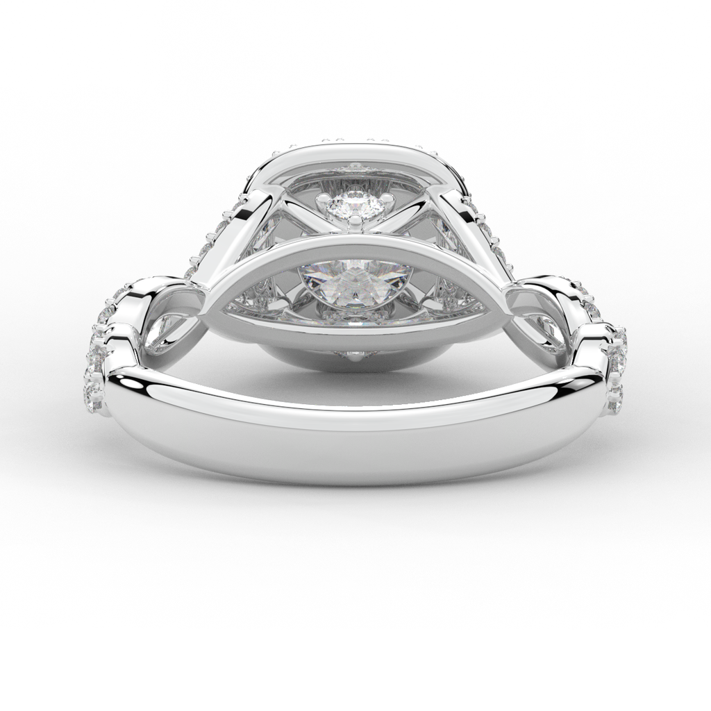 1.30CT.TW ROUND LAB DIAMOND HALO ENGAGEMENT RING - Nazarelle