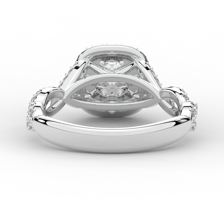 1.30CT.TW ROUND LAB DIAMOND HALO ENGAGEMENT RING - Nazarelle