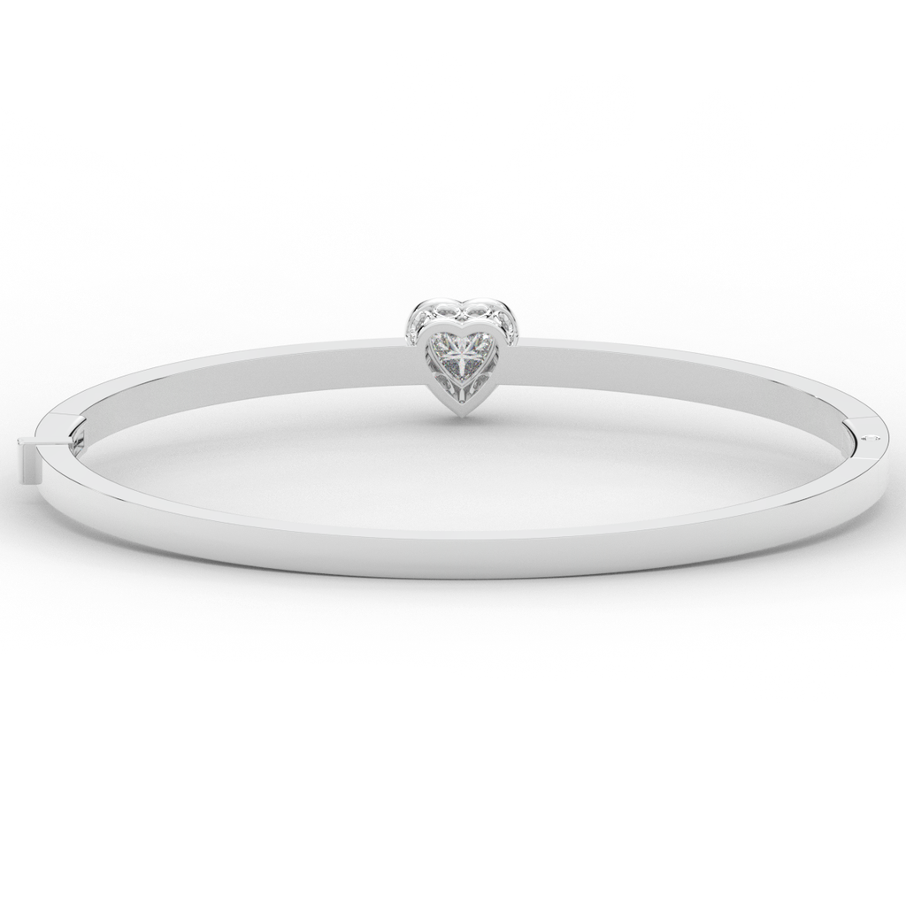 1.65CT.TW HEART AND ROUND LAB DIAMOND  BANGLE - Nazarelle
