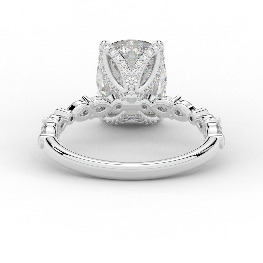3.60CT.TW CUSHION LAB DIAMOND SOLITAIRE ENGAGEMENT RING - Nazarelle