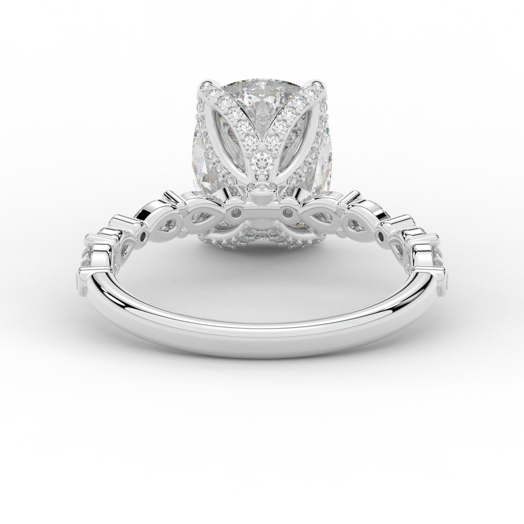 3.60CT.TW CUSHION LAB DIAMOND SOLITAIRE ENGAGEMENT RING - Nazarelle