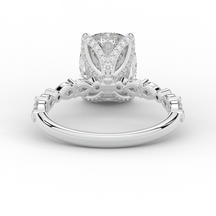 3.60CT.TW CUSHION LAB DIAMOND SOLITAIRE ENGAGEMENT RING - Nazarelle