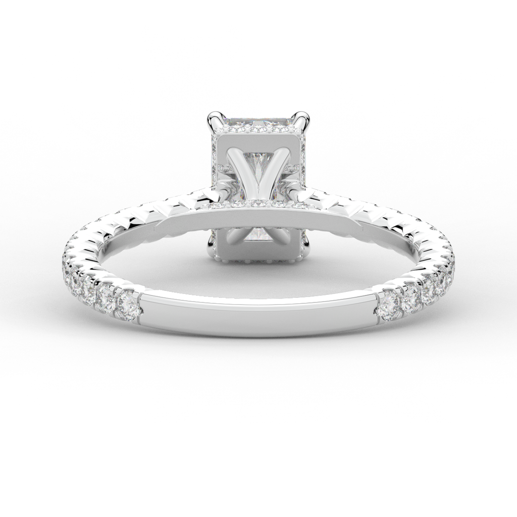 2.10CT.TW RADIANT LAB DIAMOND UNDERHALO SOLITAIRE ENGAGEMENT RING - Nazarelle