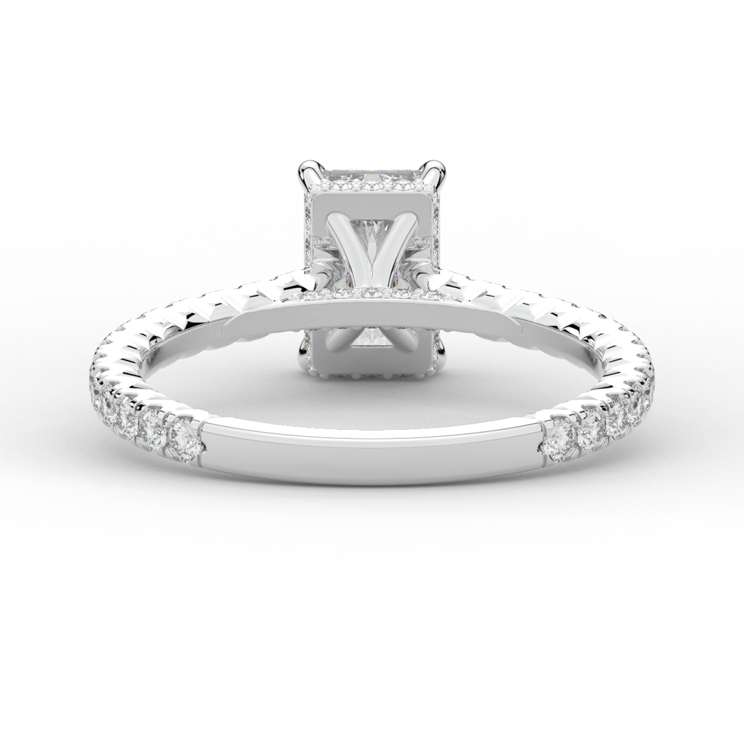 2.10CT.TW RADIANT LAB DIAMOND UNDERHALO SOLITAIRE ENGAGEMENT RING - Nazarelle