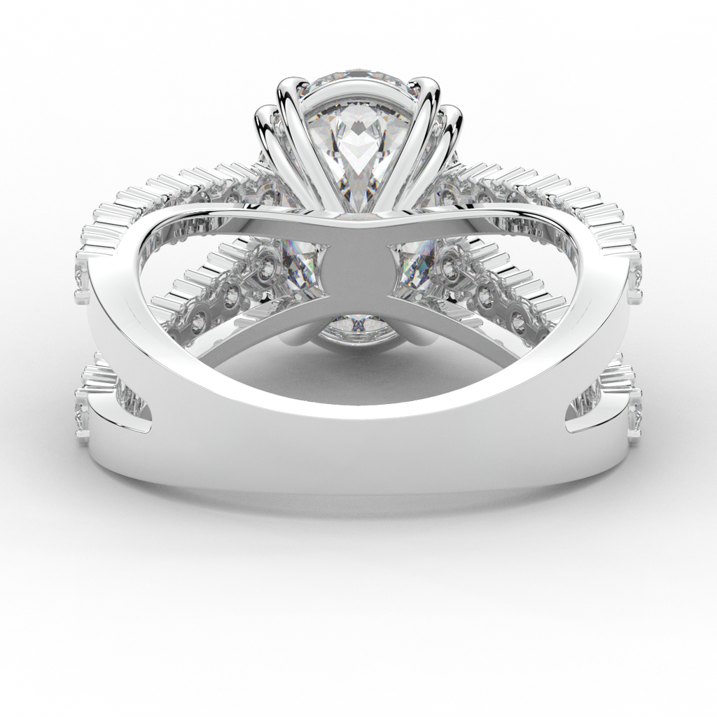 3.75CT.TW OVAL LAB DIAMOND SPLIT BAND ENGAGEMENT RING - Nazarelle