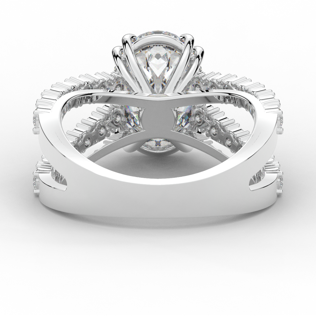3.75CT.TW OVAL LAB DIAMOND SPLIT BAND ENGAGEMENT RING - Nazarelle