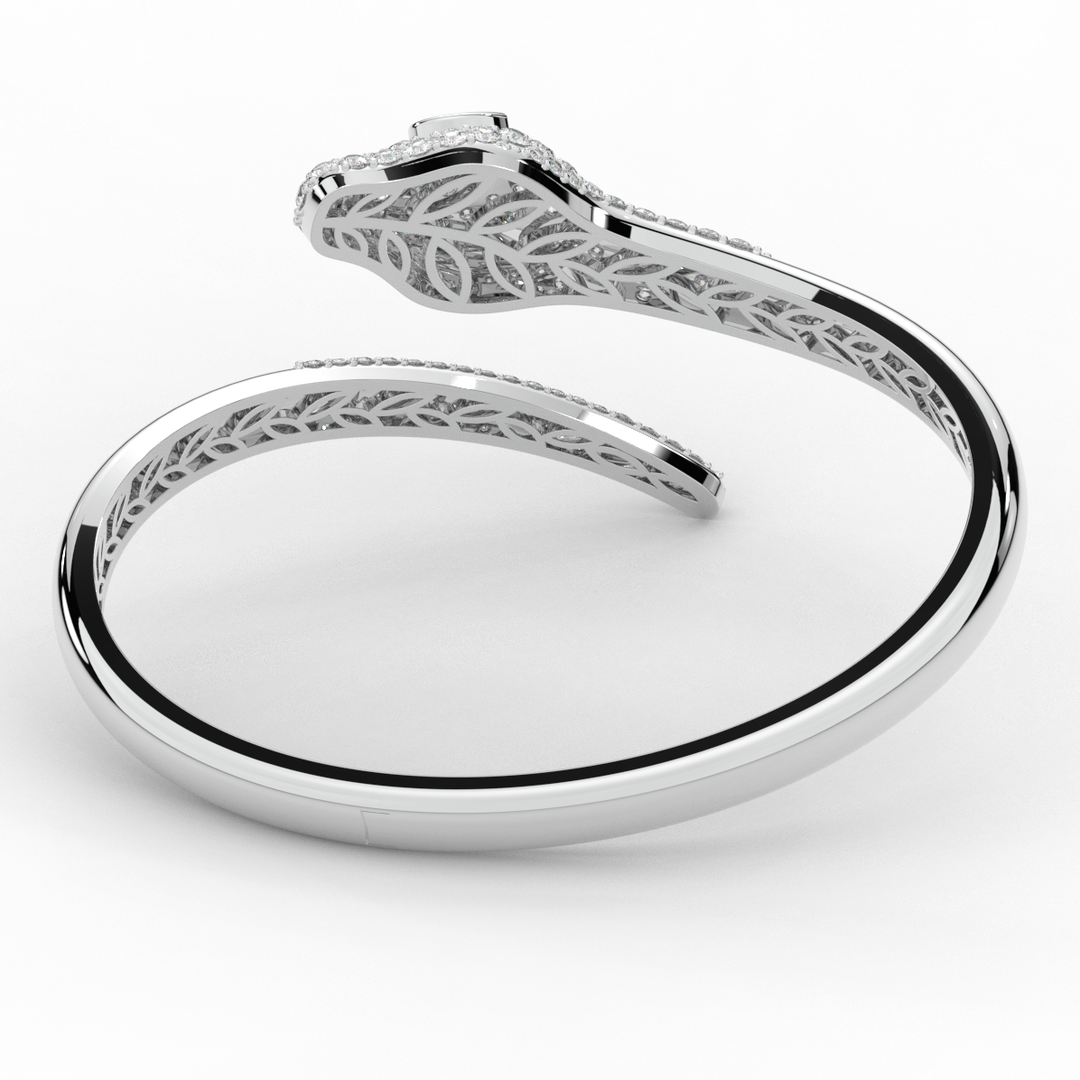 3.75CT.TW ROUND AND PEAR LAB DIAMOND SNAKE BANGLE - Nazarelle