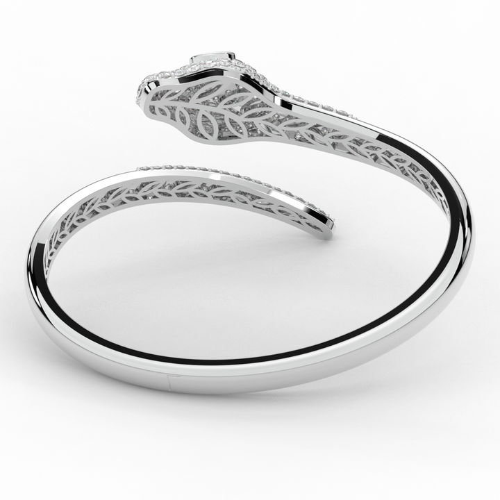 3.75CT.TW ROUND AND PEAR LAB DIAMOND SNAKE BANGLE - Nazarelle