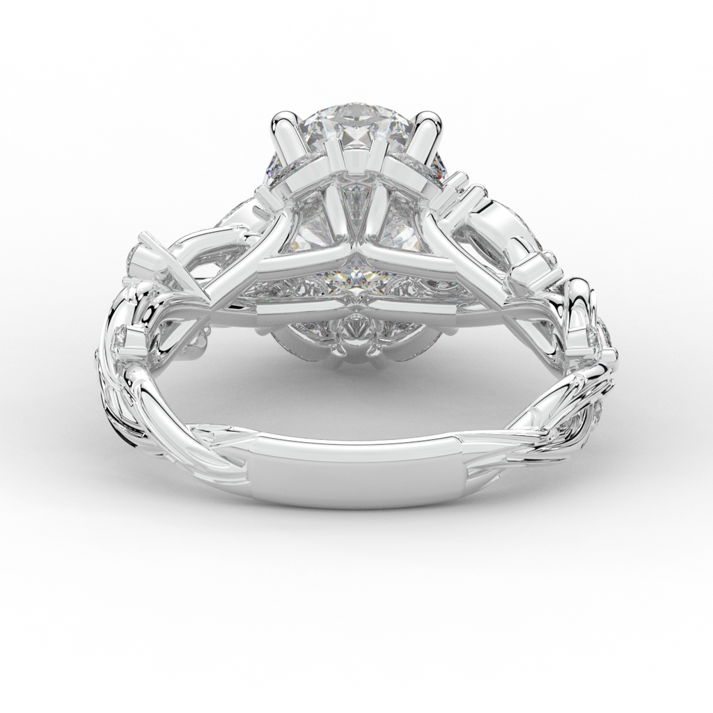 2.60CT.TW OVAL LAB DIAMOND STYLIZED VINE AND TREE BARK FINISH ENGAGEMENT RING - Nazarelle
