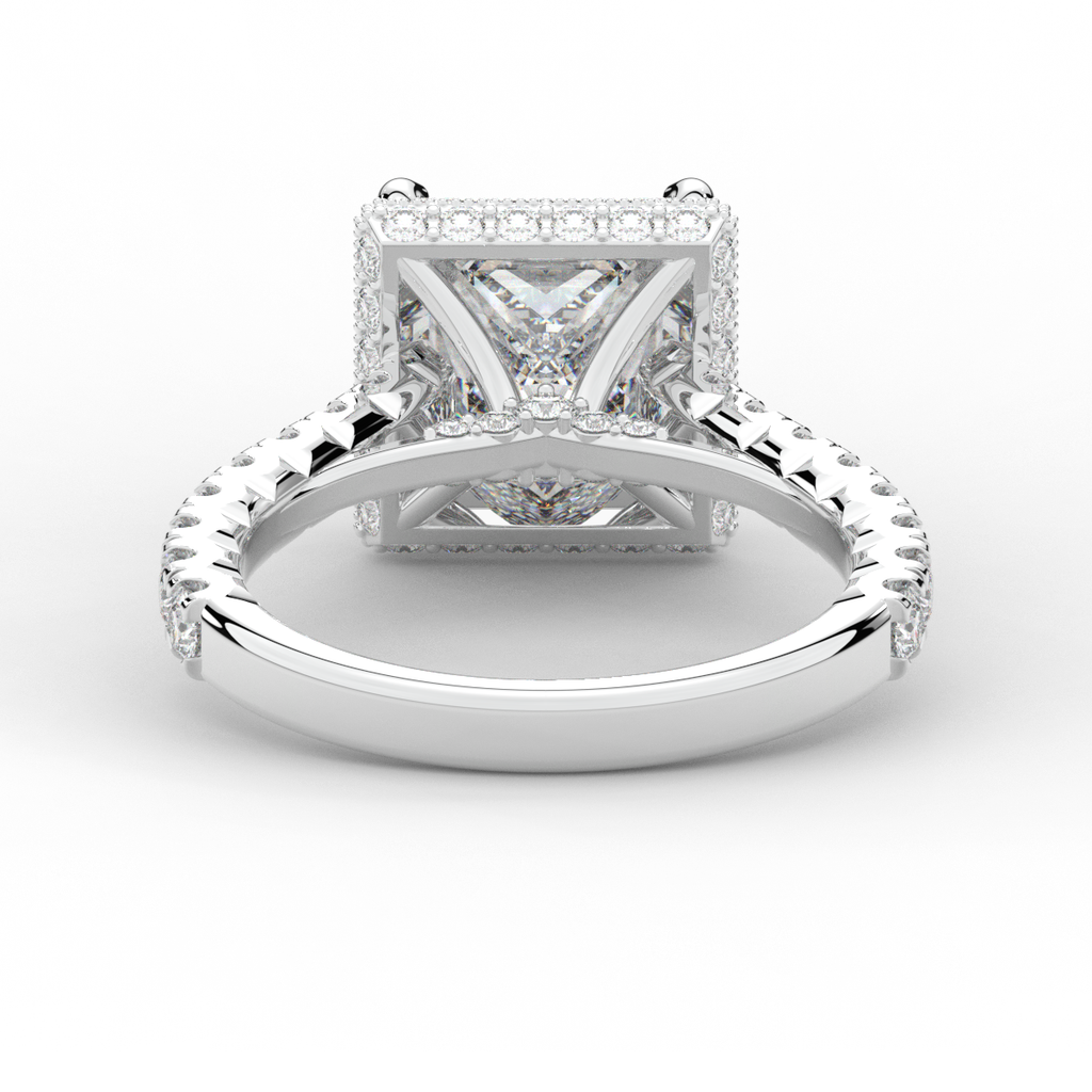 3.90CT.TW PRINCESS LAB DIAMOND HALO ENGAGEMENT RING - Nazarelle