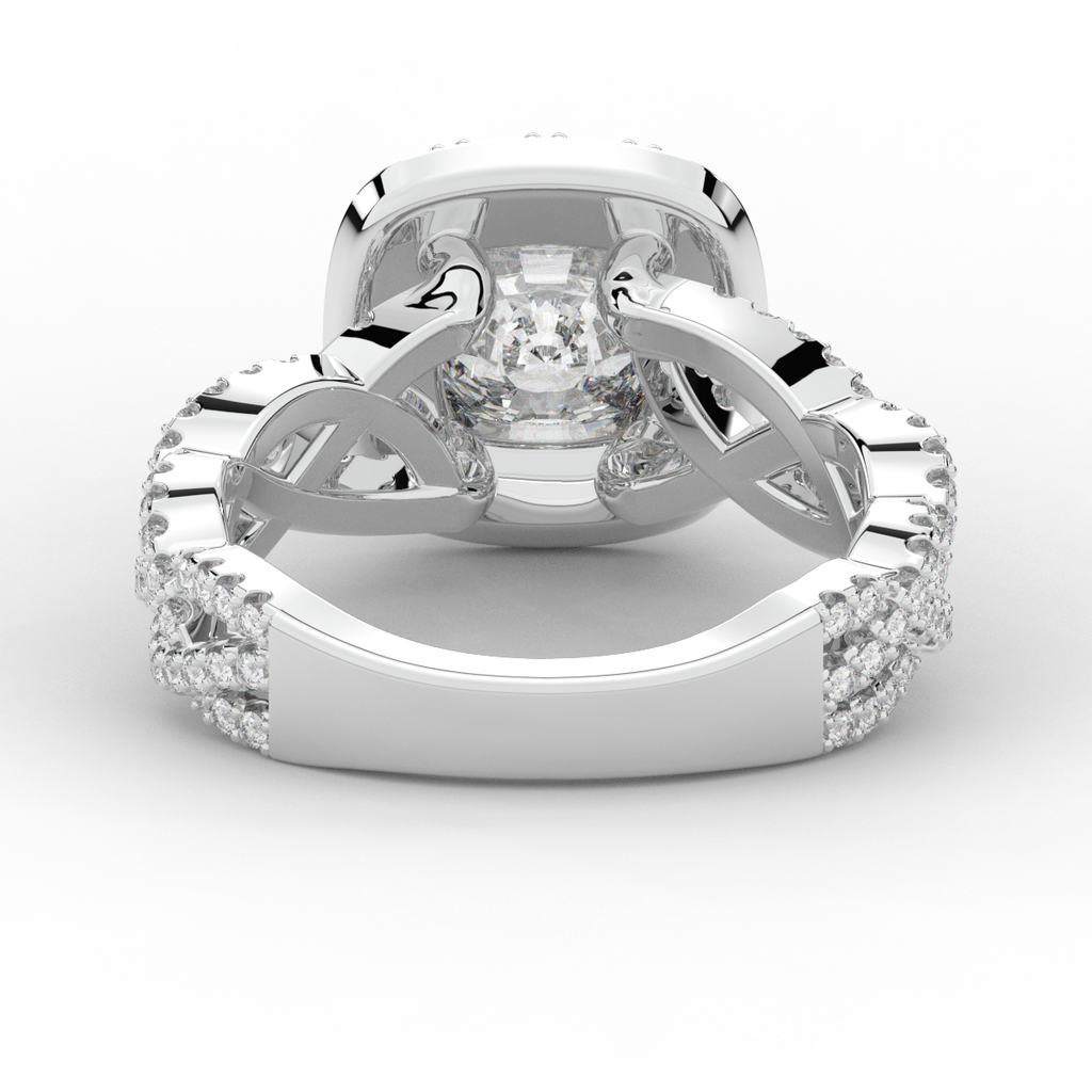 2.70CT.TW CUSHION LAB DIAMOND HALO TRIPLE TWIST ENGAGEMENT RING - Nazarelle