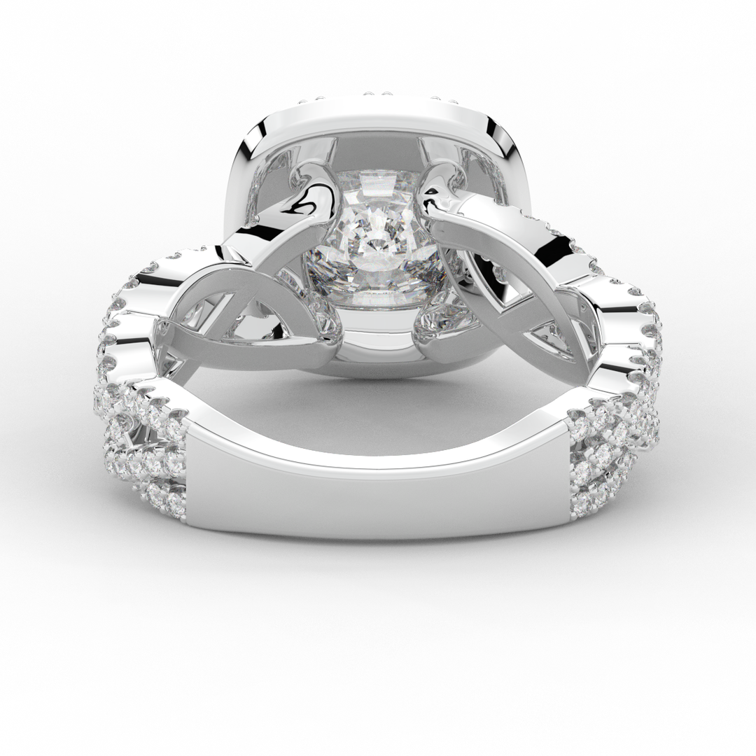 2.70CT.TW CUSHION LAB DIAMOND HALO TRIPLE TWIST ENGAGEMENT RING - Nazarelle