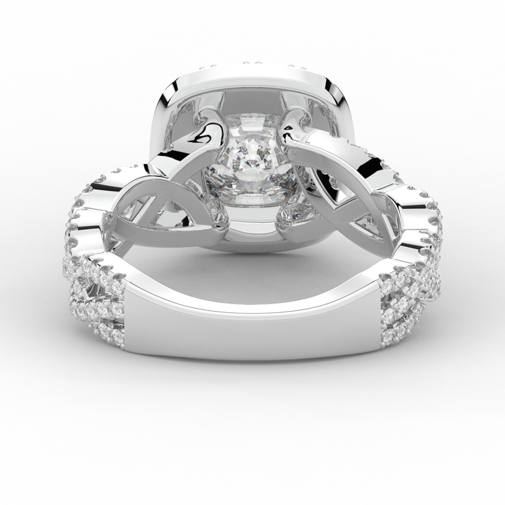 2.70CT.TW CUSHION LAB DIAMOND HALO TRIPLE TWIST ENGAGEMENT RING - Nazarelle
