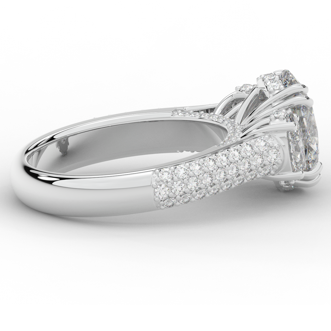 3.70CT.TW OVAL LAB DIAMOND 3 STONE ENGAGEMENT RING - Nazarelle