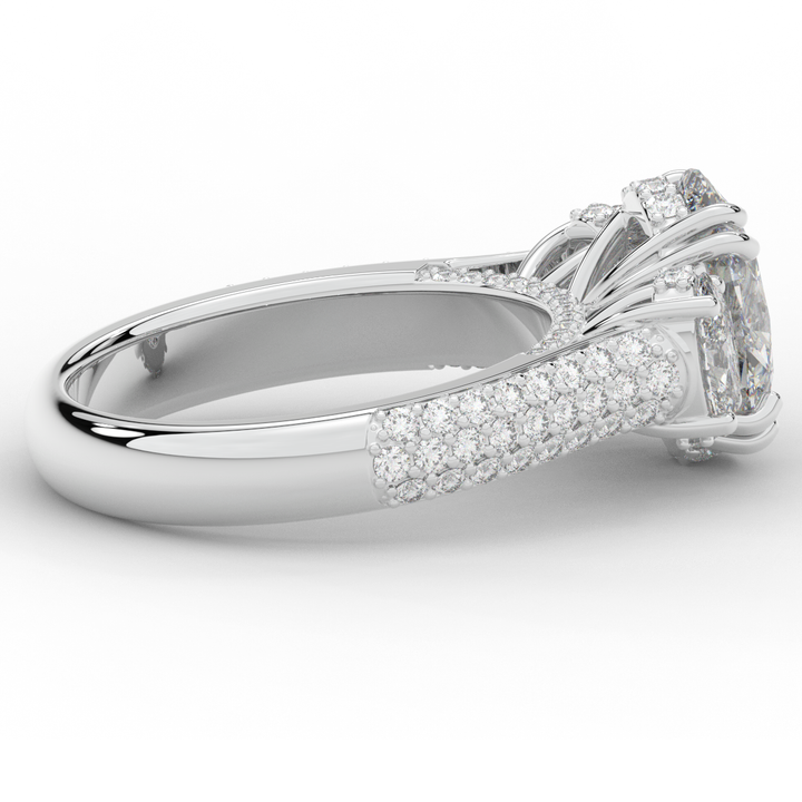 3.70CT.TW OVAL LAB DIAMOND 3 STONE ENGAGEMENT RING - Nazarelle