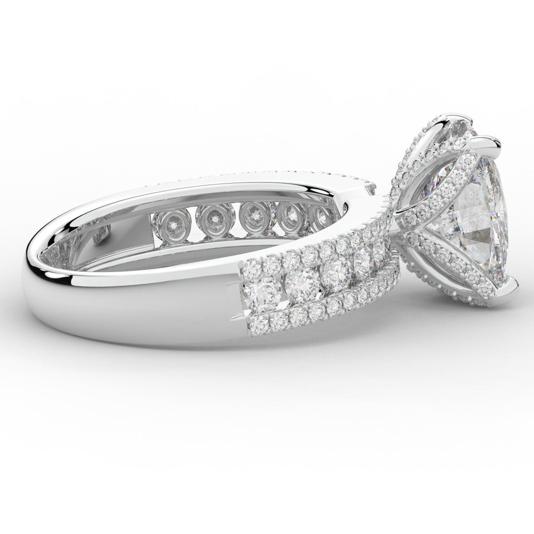 3.95CT.TW CUSHION LAB DIAMOND SOLITAIRE ENGAGEMENT RING - Nazarelle