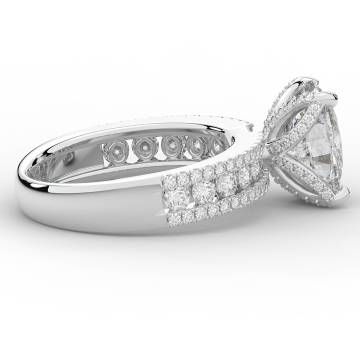 3.95CT.TW CUSHION LAB DIAMOND SOLITAIRE ENGAGEMENT RING - Nazarelle