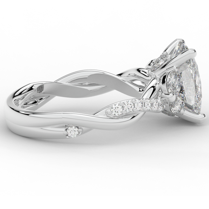 2.40CT.TW CUSHION LAB DIAMOND TWIST BAND ENGAGEMENT RING - Nazarelle