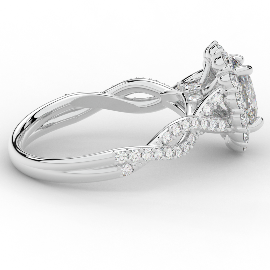 1.75CT.TW OVAL LAB DIAMOND HALO TWIST BAND ENGAGEMENT RING - Nazarelle
