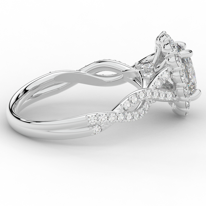 1.75CT.TW OVAL LAB DIAMOND HALO TWIST BAND ENGAGEMENT RING - Nazarelle