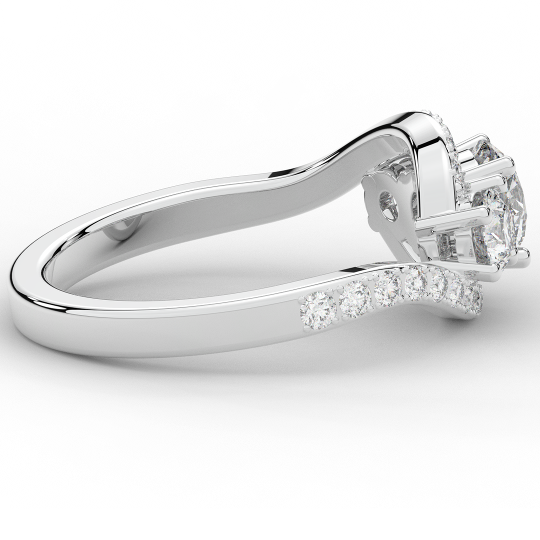1.65CT.TW ROUND LAB DIAMOND TWIST HALO ENGAGEMENT RING - Nazarelle