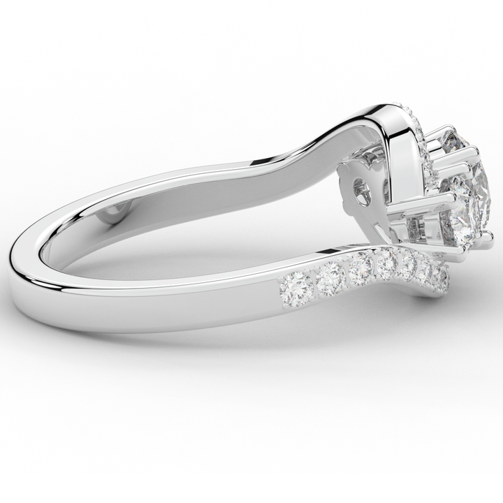 1.65CT.TW ROUND LAB DIAMOND TWIST HALO ENGAGEMENT RING - Nazarelle