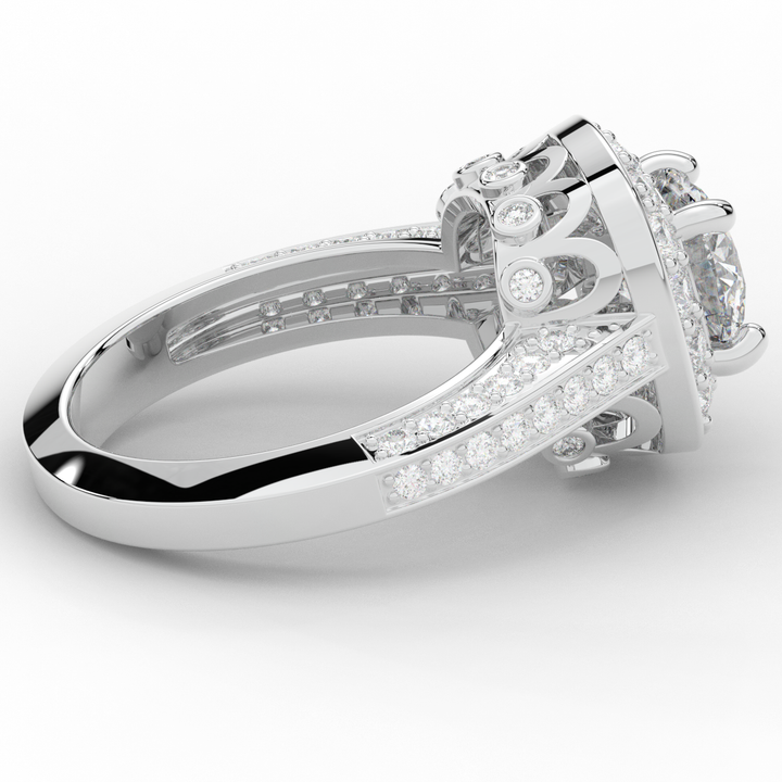 1.50CT.TW ROUND LAB DIAMOND HALO ENGAGEMENT RING - Nazarelle