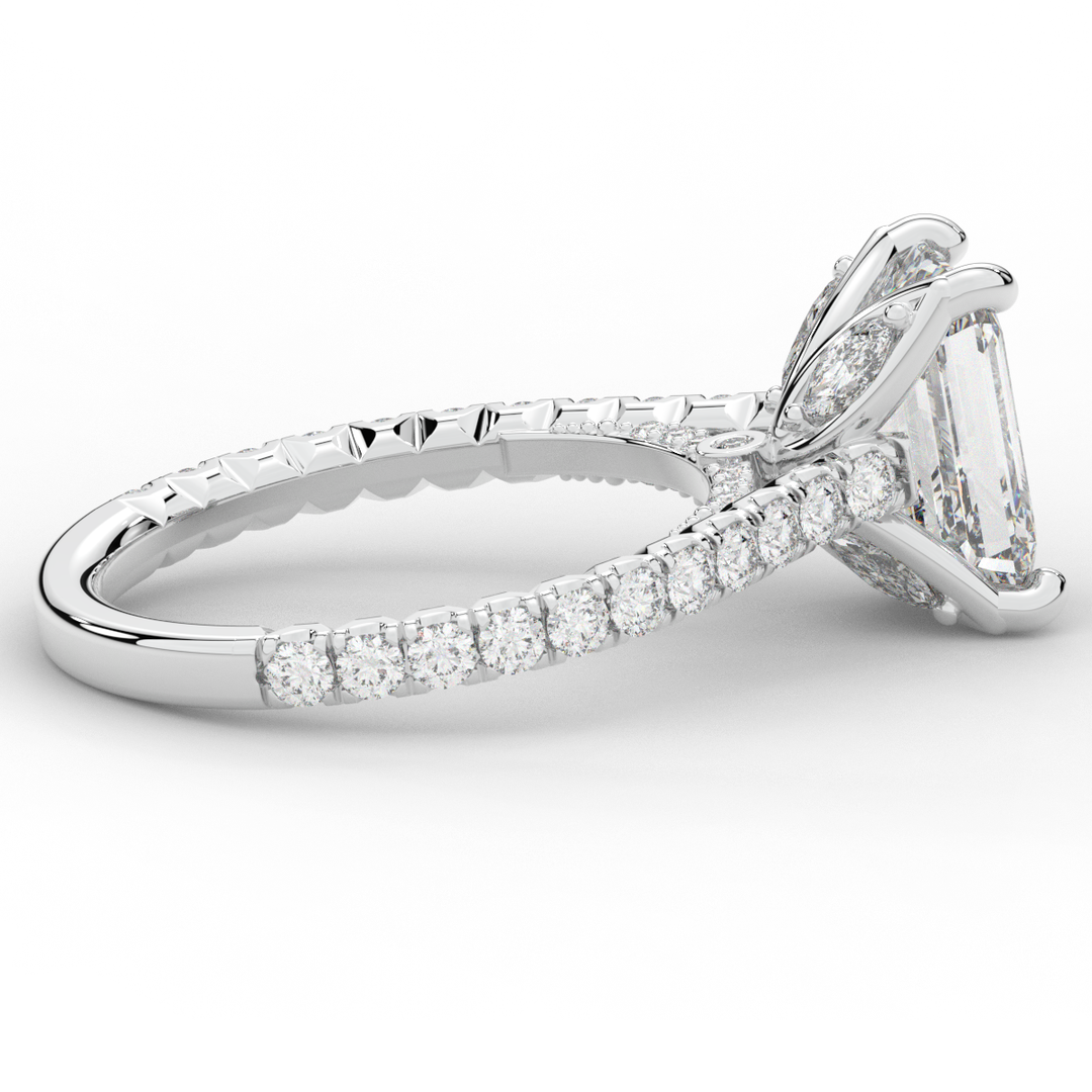 2.70CT.TW EMERALD CUT LAB DIAMOND SOLITAIRE ENGAGEMENT RING - Nazarelle