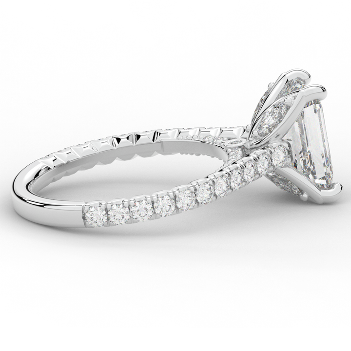 2.70CT.TW EMERALD CUT LAB DIAMOND SOLITAIRE ENGAGEMENT RING - Nazarelle