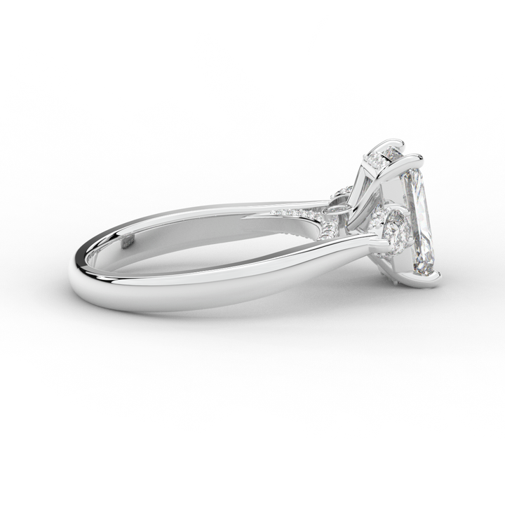 2.40CT.TW RADIANT LAB DIAMOND 3 STONE ENGAGEMENT RING - Nazarelle