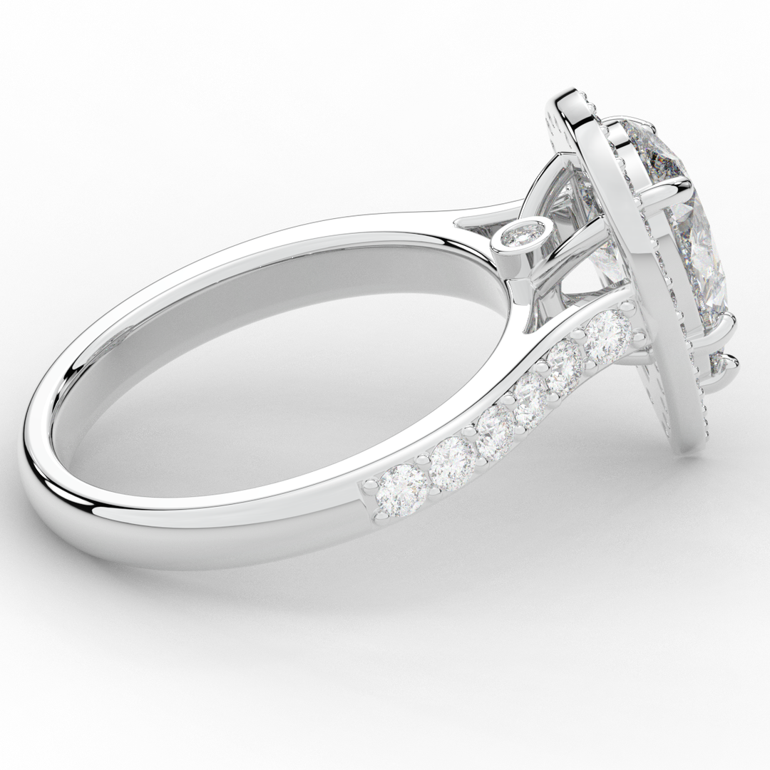 2.50CT.TW PEAR LAB DIAMOND HALO ENGAGEMENT RING - Nazarelle