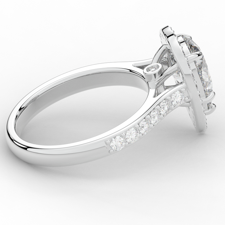 2.50CT.TW PEAR LAB DIAMOND HALO ENGAGEMENT RING - Nazarelle