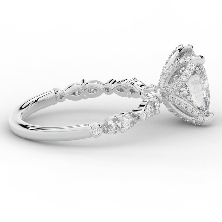 3.60CT.TW CUSHION LAB DIAMOND SOLITAIRE ENGAGEMENT RING - Nazarelle