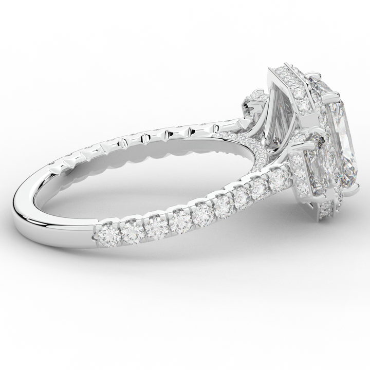 3.20CT.TW RADIANT LAB DIAMOND 3 STONE ENGAGEMENT RING - Nazarelle