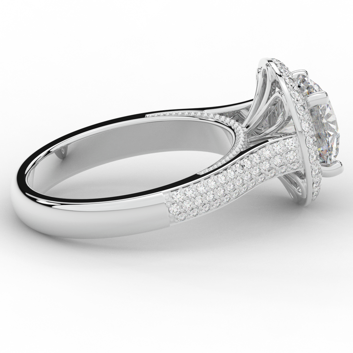 2.45CT.TW ROUND LAB DIAMOND HALO ENGAGEMENT RING - Nazarelle