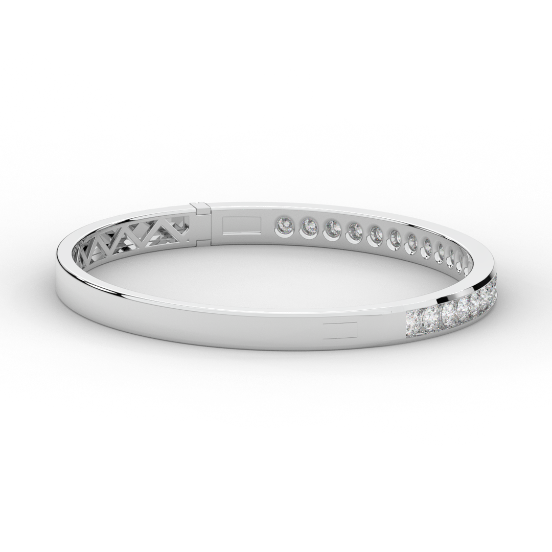 2.75CT.TW ROUND LAB CHANNEL SET DIAMOND BANGLE - Nazarelle