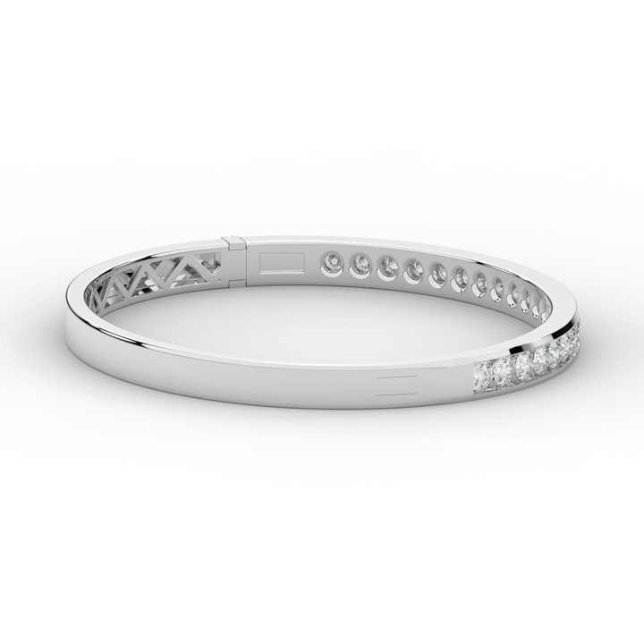 2.75CT.TW ROUND LAB CHANNEL SET DIAMOND BANGLE - Nazarelle