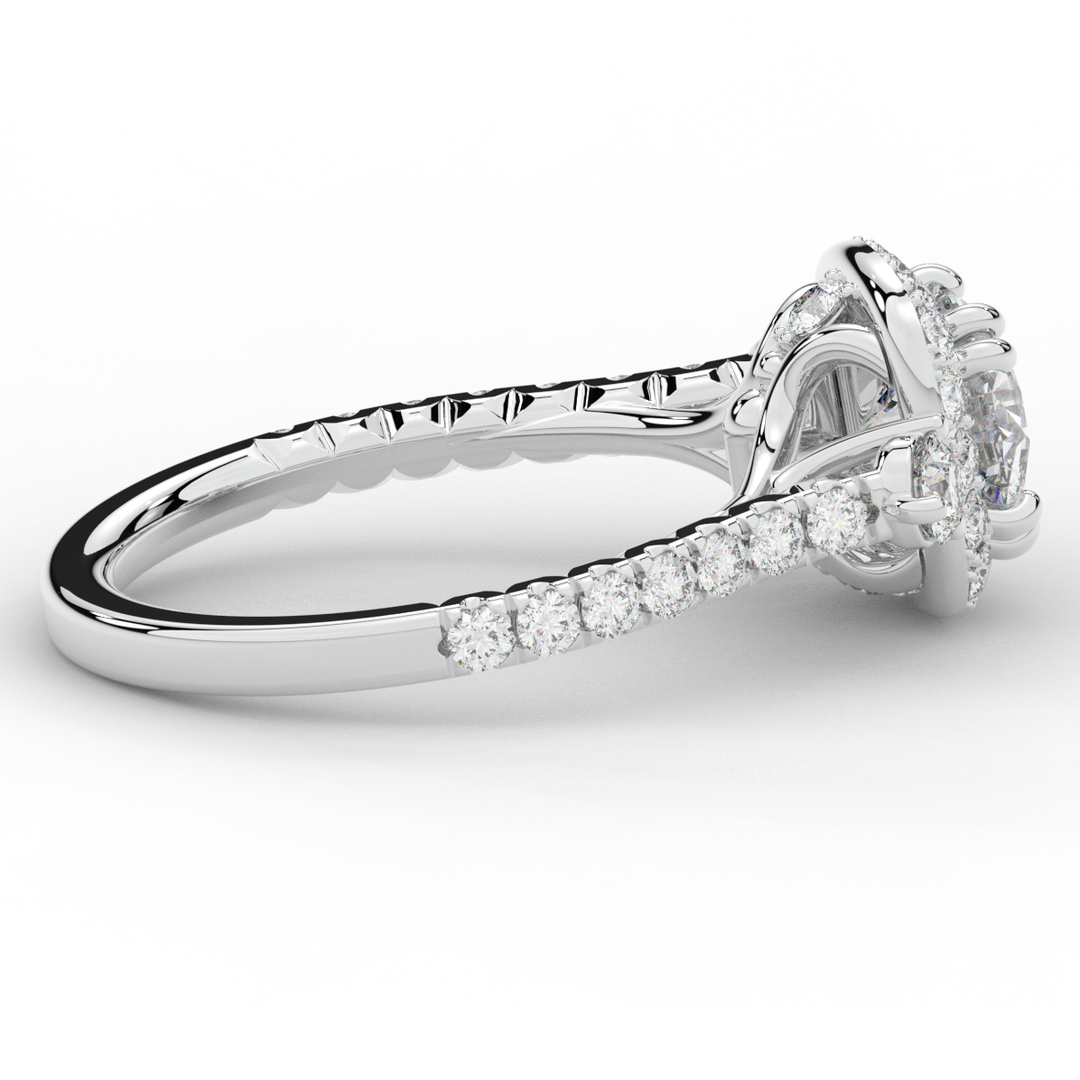 1.75CT.TW ROUND LAB DIAMOND HALO ENGAGEMENT RING - Nazarelle