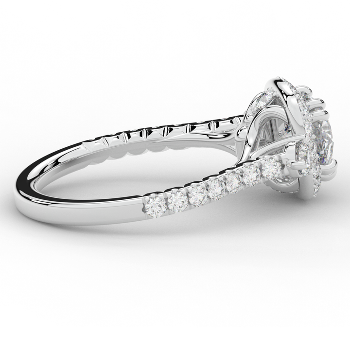 1.75CT.TW ROUND LAB DIAMOND HALO ENGAGEMENT RING - Nazarelle