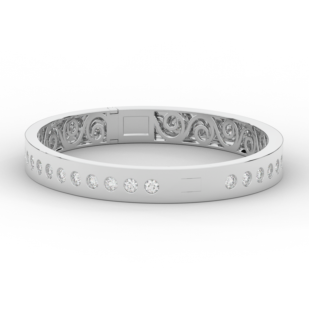 4.50CT.TW ROUND LAB DIAMOND ETERNITY BEZEL SET BANGLE - Nazarelle