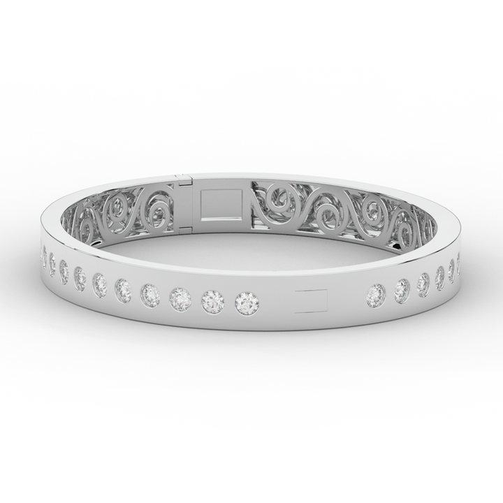 4.50CT.TW ROUND LAB DIAMOND ETERNITY BEZEL SET BANGLE - Nazarelle