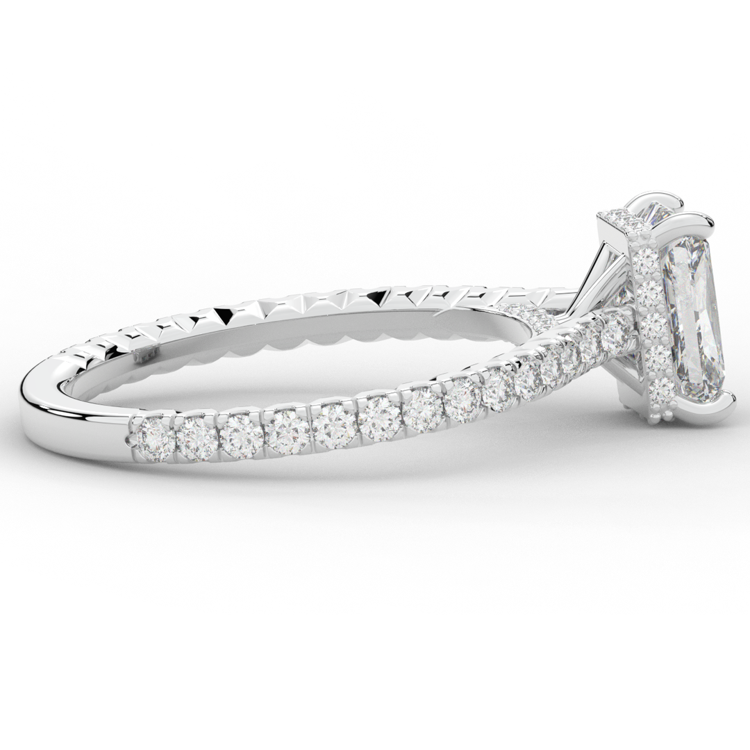 2.10CT.TW RADIANT LAB DIAMOND UNDERHALO SOLITAIRE ENGAGEMENT RING - Nazarelle