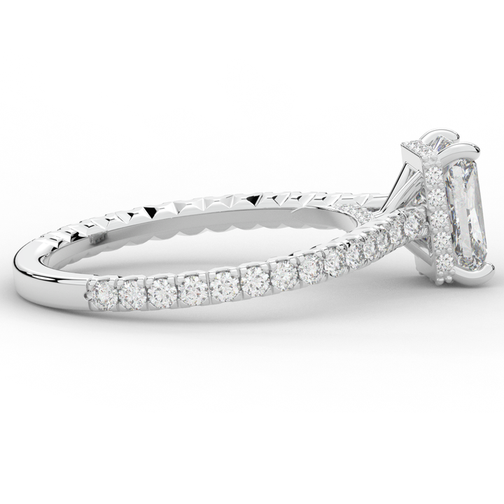 2.10CT.TW RADIANT LAB DIAMOND UNDERHALO SOLITAIRE ENGAGEMENT RING - Nazarelle