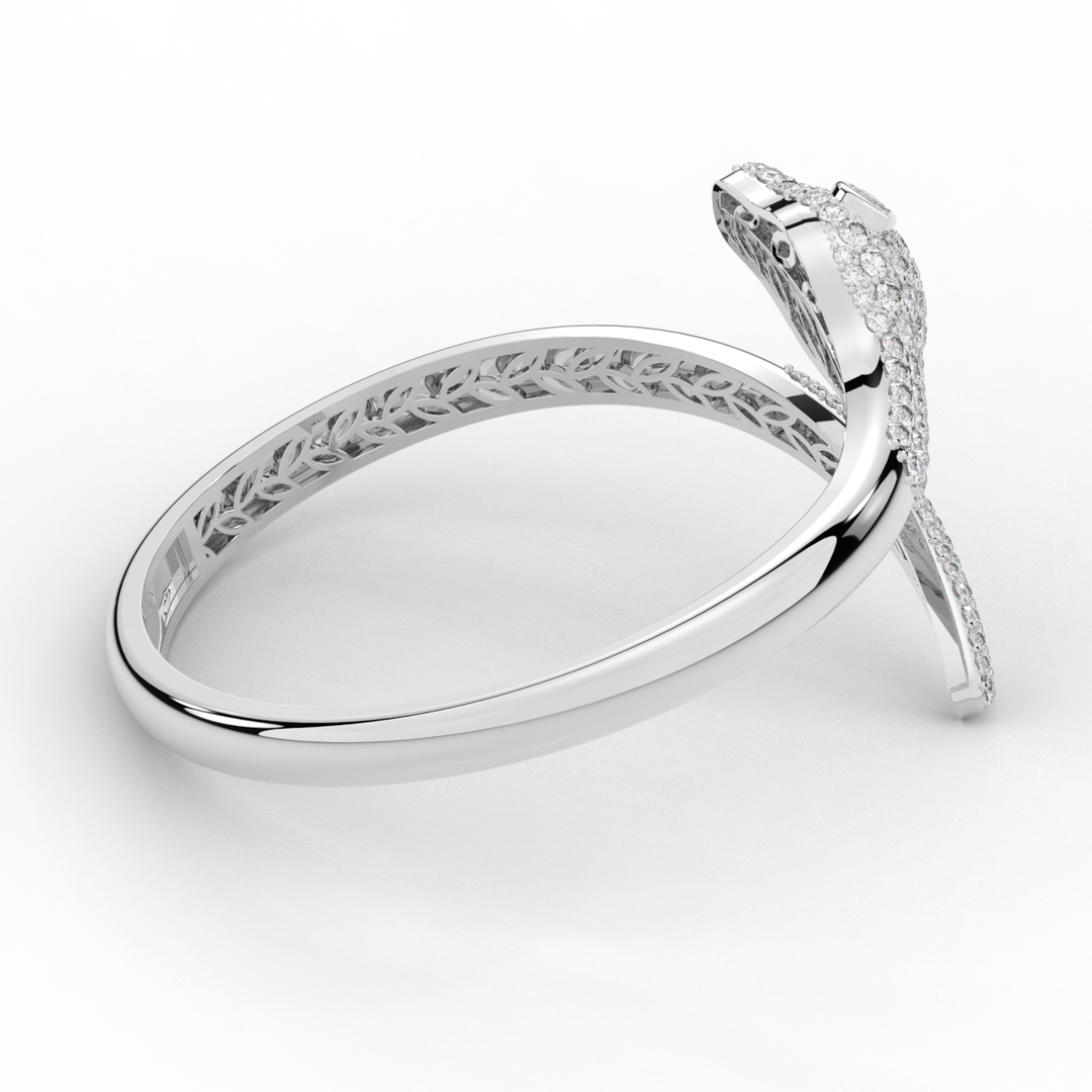 3.75CT.TW ROUND AND PEAR LAB DIAMOND SNAKE BANGLE - Nazarelle