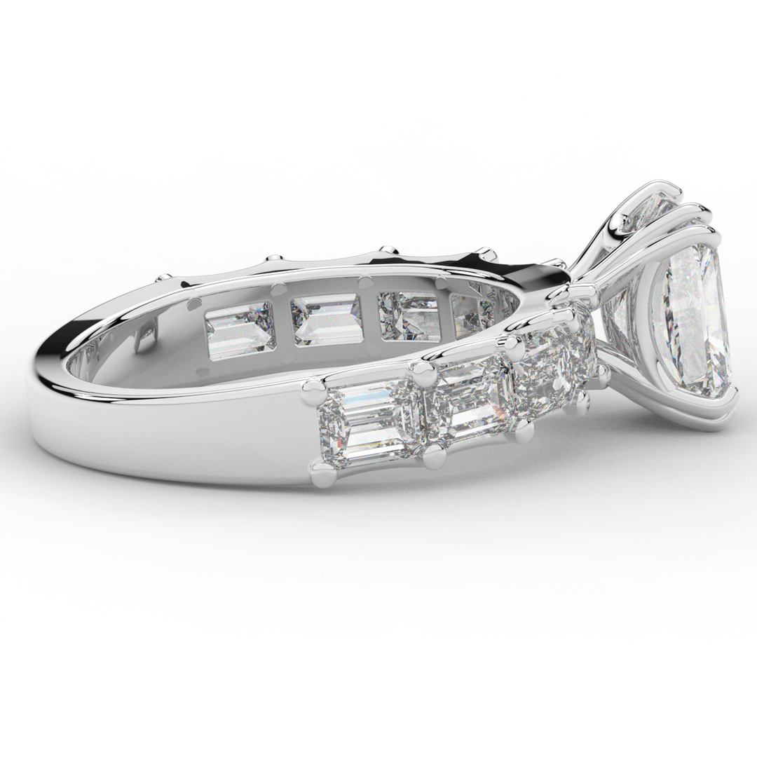 3.75CT.TW RADIANT LAB DIAMOND SOLITAIRE ENGAGEMENT RING - Nazarelle