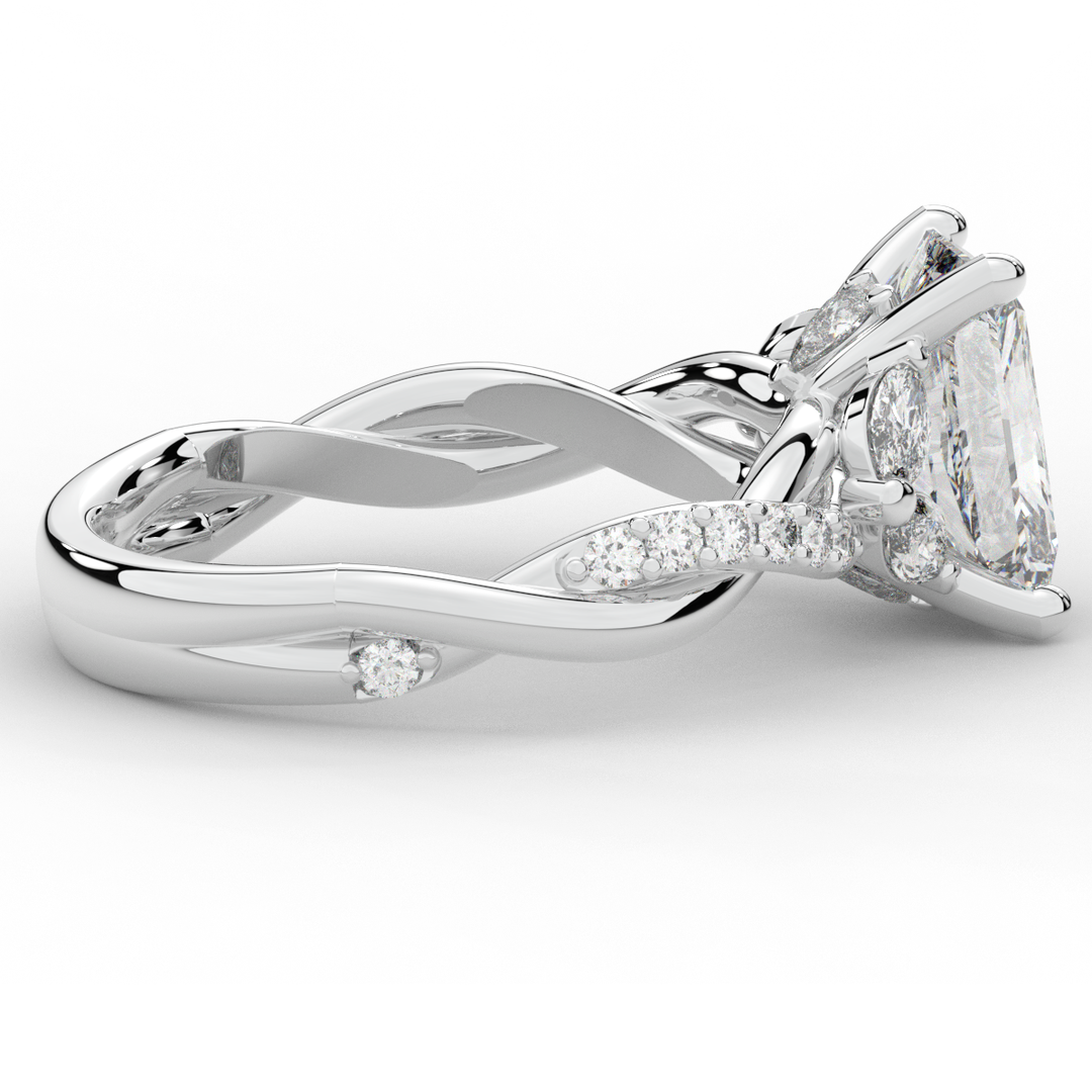 2.40CT.TW RADIANT LAB DIAMOND TWIST BAND ENGAGEMENT RING - Nazarelle