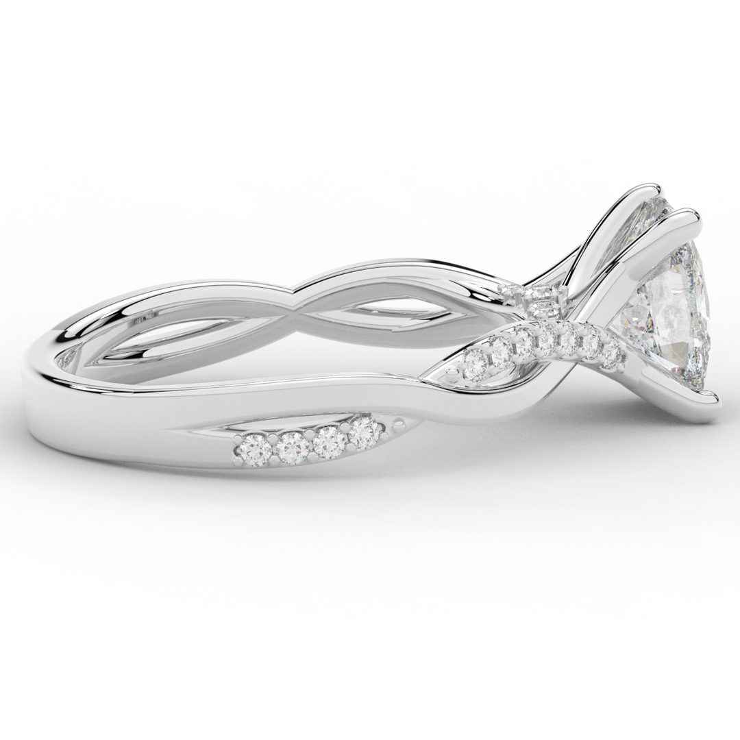 1.70CT.TW CUSHION LAB DIAMOND TWIST BAND ENGAGEMENT RING - Nazarelle